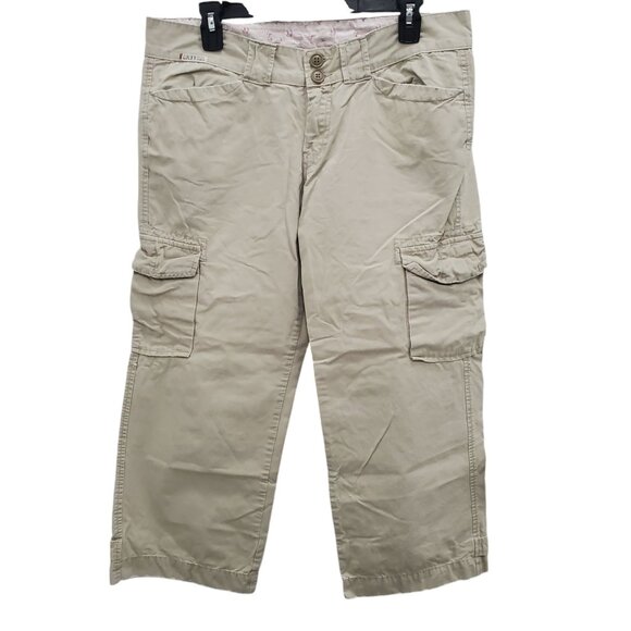 Lucky Brand Dungarees Womens Vintage Khaki Tan Ripstop Cropped Cargo Pants 10/30 - Picture 1 of 11